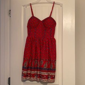 Red dress with built in bra and pockets